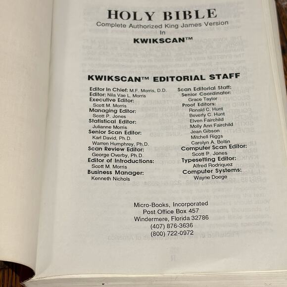 Kwickscan Holy Bible King James Version Copyright 1989 Paperback - Picture 3 of 12